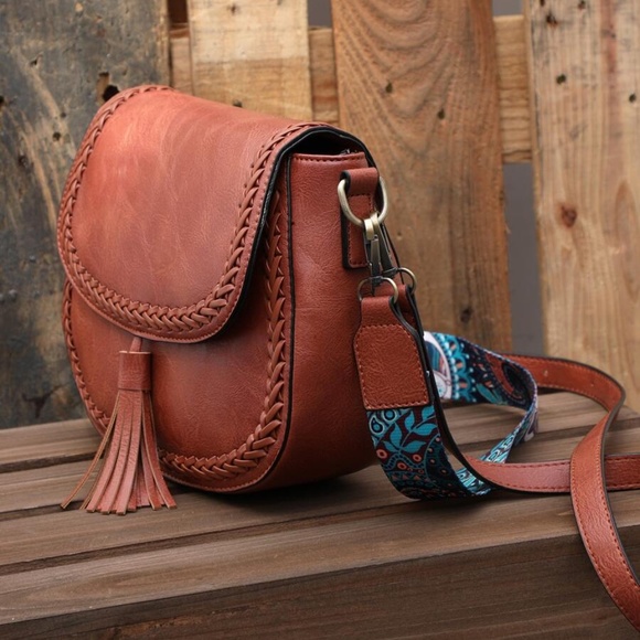 Boho Cream Leopard Strap Shoulder Crossbody Bag - Picture 9 of 11